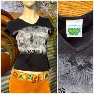 Vintage Rainforest Cafe Babydoll Tee Shirt Top Medium